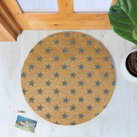 Grey Stars Circle Doormat