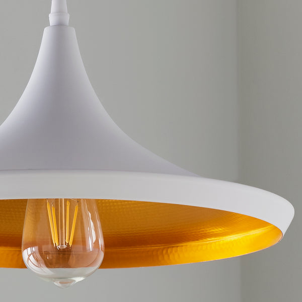 White and Gold Over-Table Pendant Shade