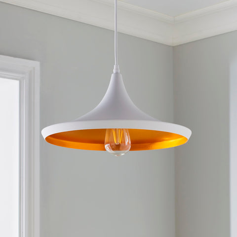 White and Gold Over-Table Pendant Shade