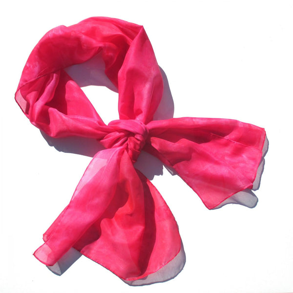 Cherry Red Hand-Painted Silk Scarf