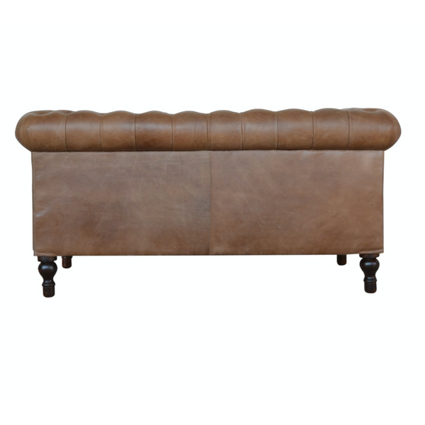 Brown Leather Double Seater Chesterfield Sofa