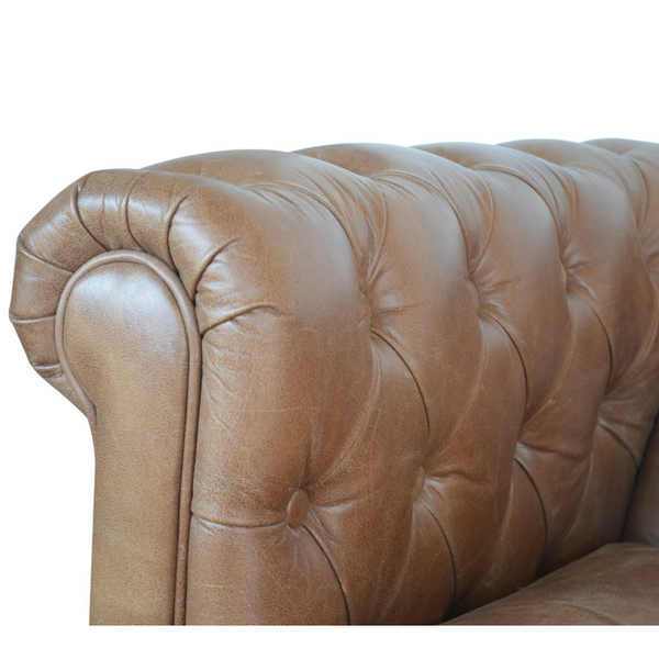 Brown Leather Double Seater Chesterfield Sofa