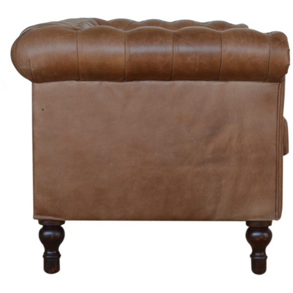 Brown Leather Double Seater Chesterfield Sofa