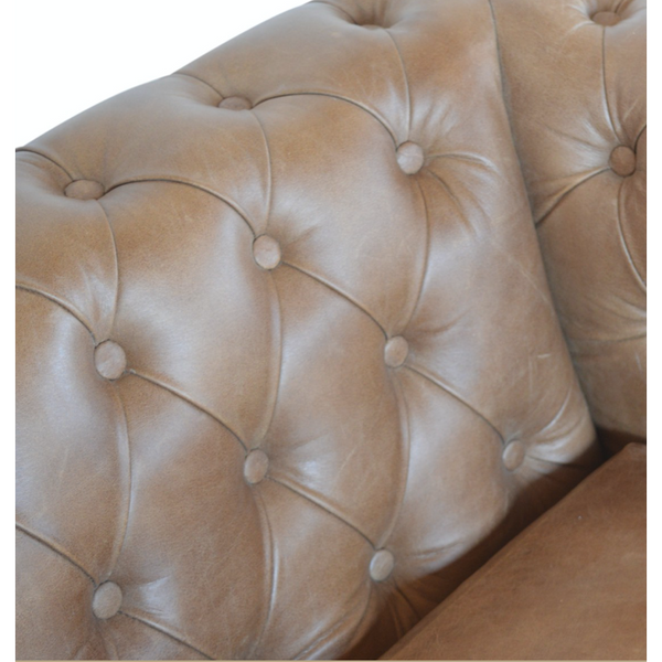 Brown Leather Double Seater Chesterfield Sofa