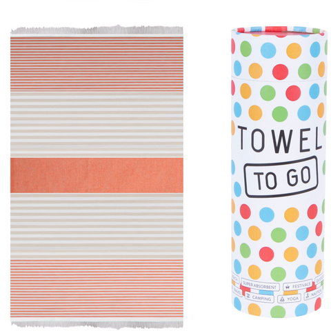 Bali Hammam Towel To Go - Orange/Beige