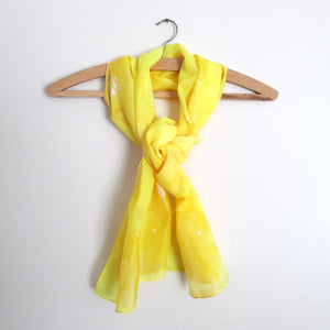 Sunshine Yellow Hand-Painted Silk Scarf