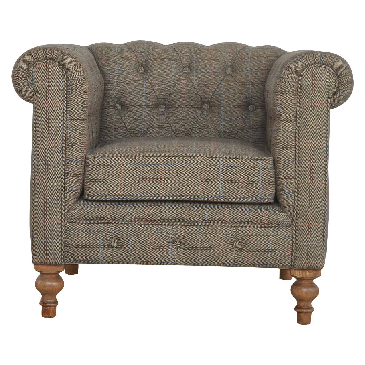 Multi Tweed Single Seater Chesterfield Armchair