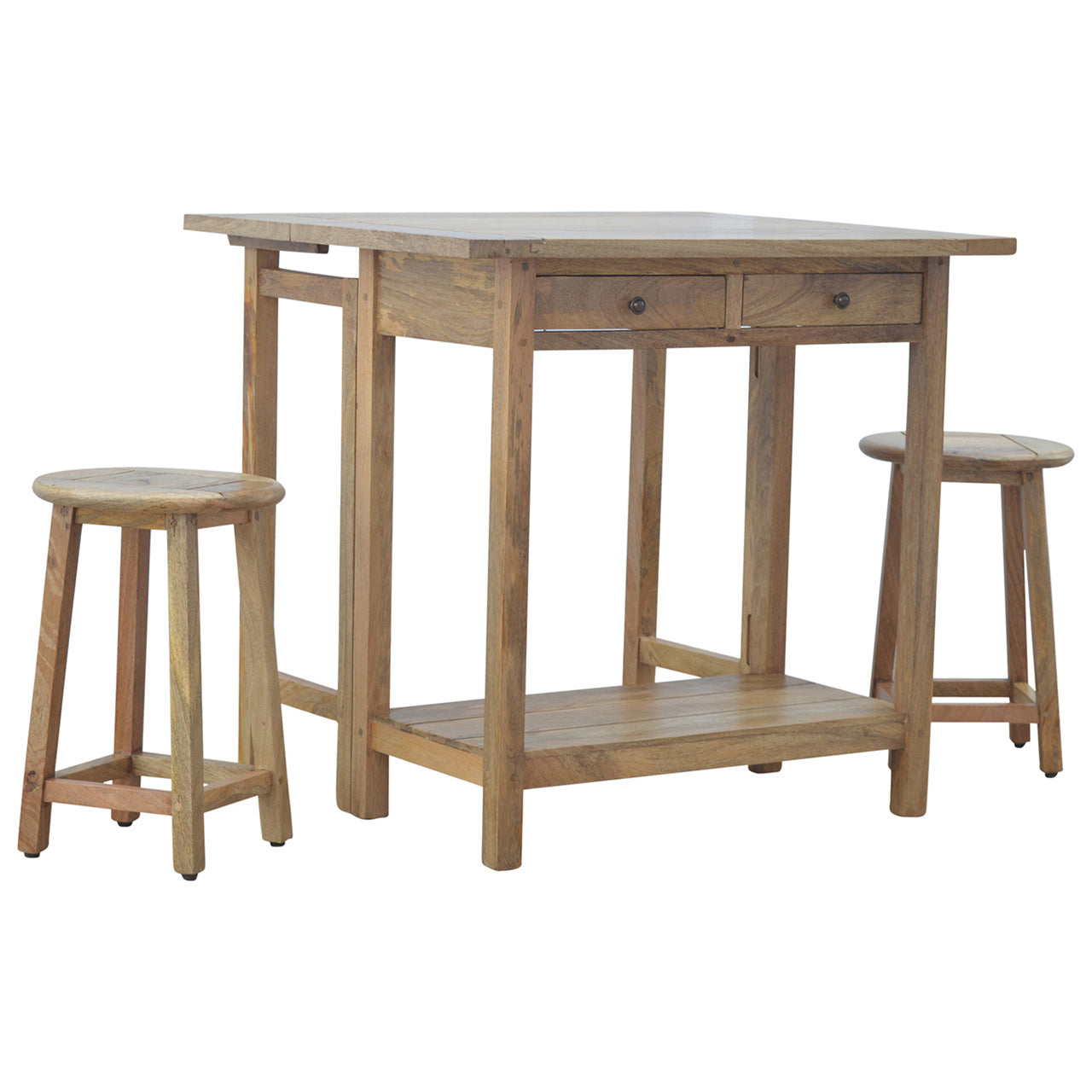 Mango Wood Breakfast Table with Two Stools