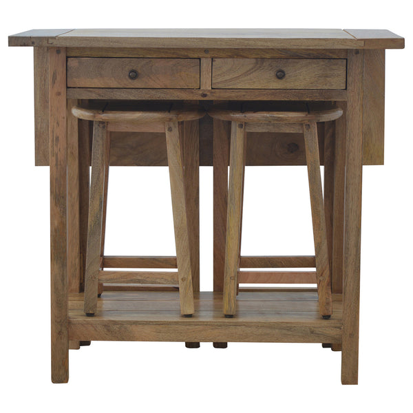 Mango Wood Breakfast Table with Two Stools