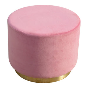 Dusty Pink Velvet Footstool with Gold Base