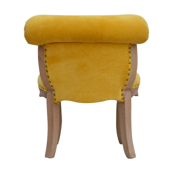 Mango Wood Mustard Velvet Studded Chair